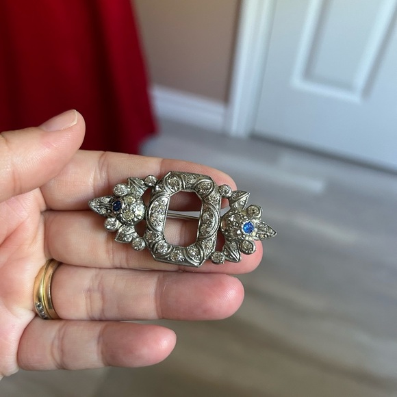 EISENBERG 1940 crystal platinum Elegant Silver and Blue Brooch 💙 - Picture 4 of 7